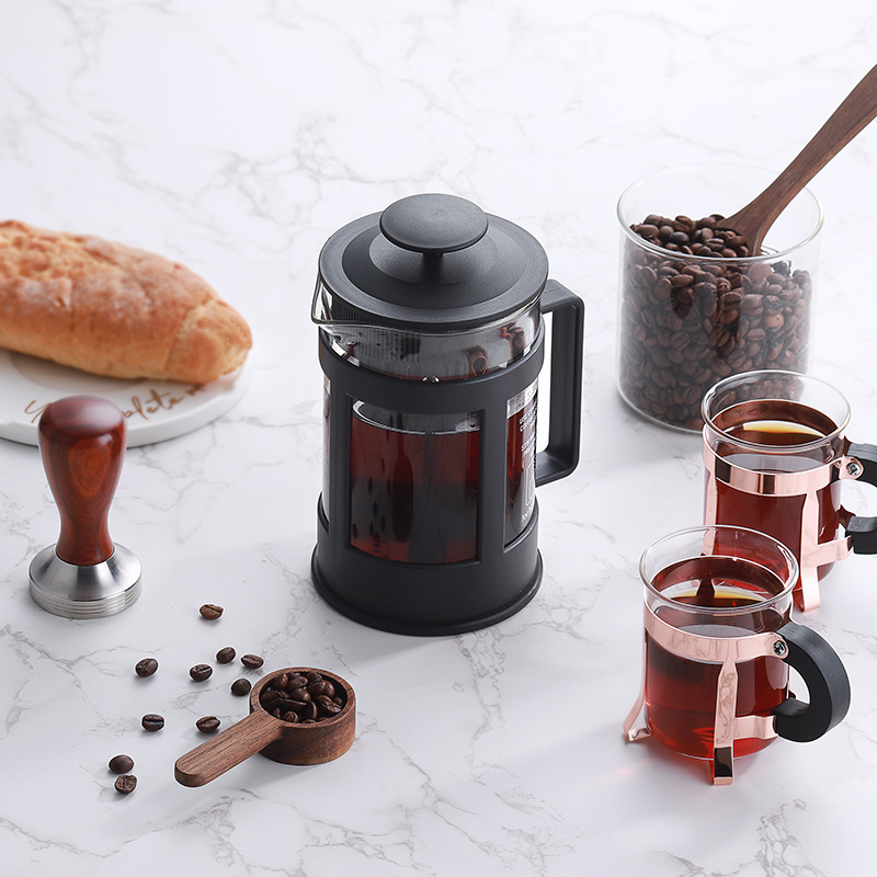 Wholesale custom glass french press cafetiere portable small mini plastic coffee tea maker pot 350ml 600ml 1L for travel camping