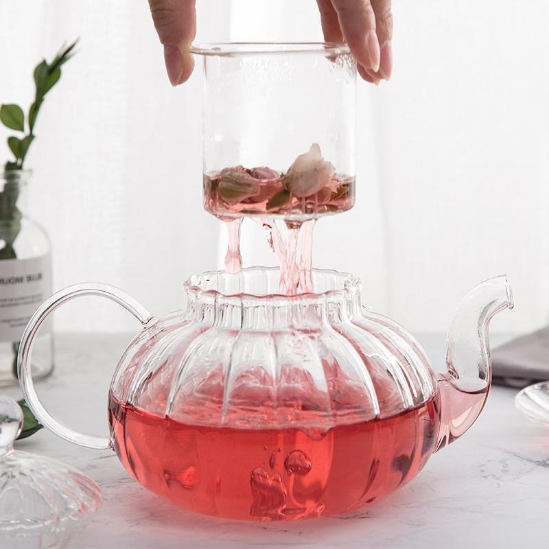 Glass Teapot Gift Set with Removable Glass Infuser and Lid  Stovetop Microwave & Dishwasher Safe Clear Tea Kettle