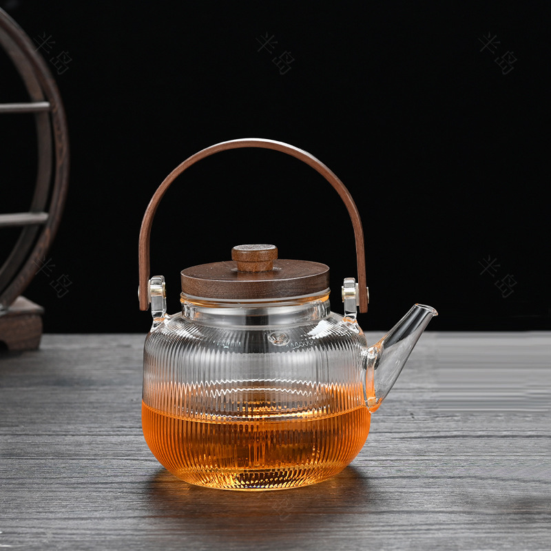 Beam pot stripe boiling teapot Glass teapot retro home filter office stove boiling tea high boronsilicon products