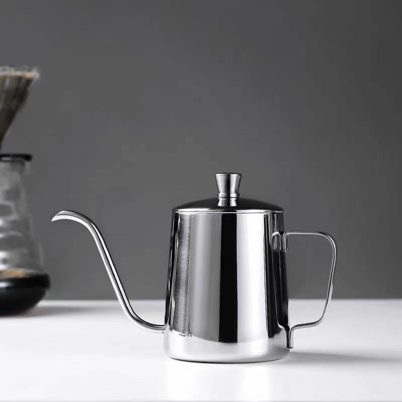 Silver color 600ml Stainless Steel 304 Material Gooseneck Kettle Pour Over Coffee Pot