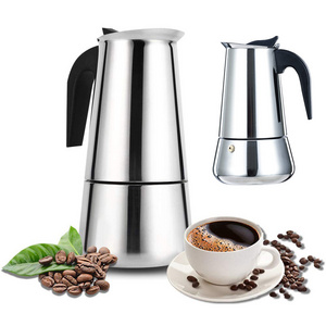 Custom portable stovetop stainless steel moka pot coffee maker 2/4/6/9/12 cup small Italian espresso cafetiere for travel camp