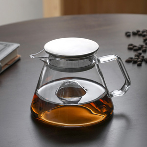 Wholesale borosilicate glass pour over pot mountain bottom coffee server handmade sharing pot home ice drip tea maker 450ml