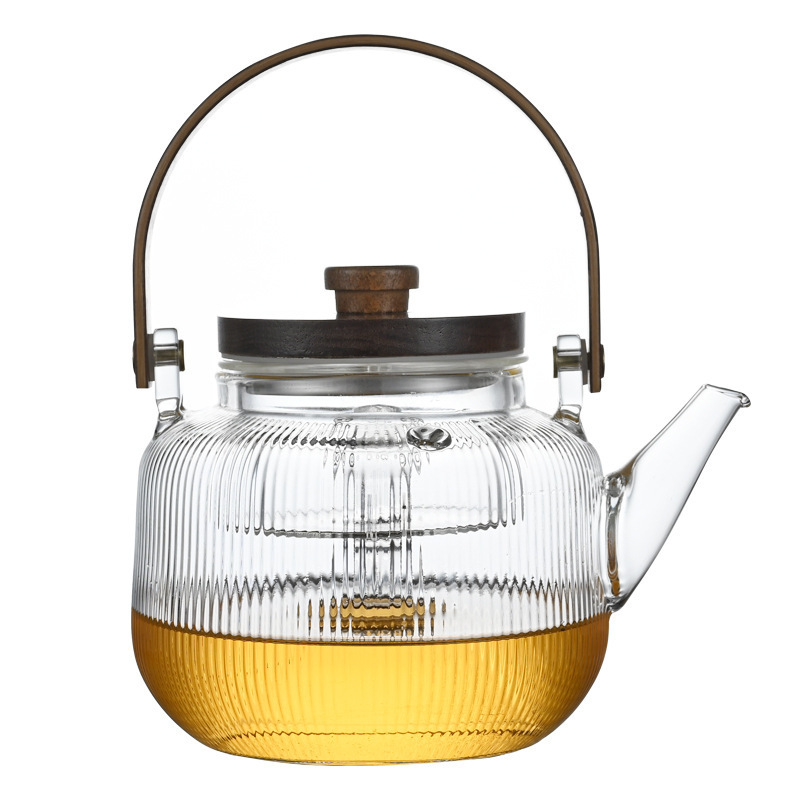 Beam pot stripe boiling teapot Glass teapot retro home filter office stove boiling tea high boronsilicon products