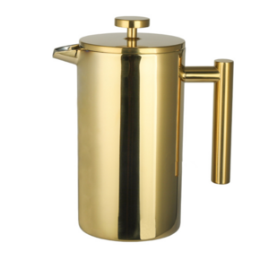 350/800/1000ML  Gold French Press Double Wall Stainless Steel Tea Cafetiere Kettle