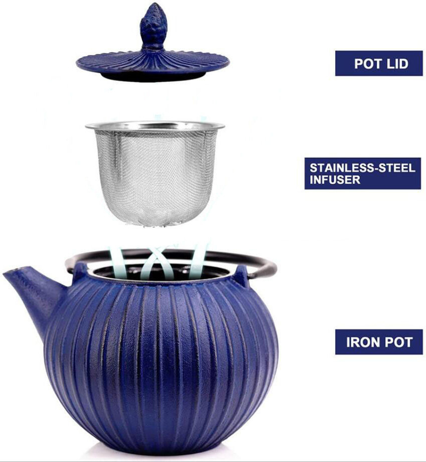 Linden-Cast Iron Teapot 750 Ml  blue tea teapot handle tea brewing the tool heat resistant colorful Tea Teapot