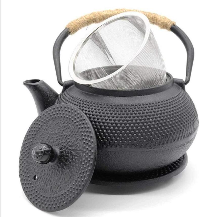 UPORS Cast Iron Teapot 600/800/1200ML Japanese Iron Tea Pot with Stainless Steel Infuser Tea Kettle for Boiling Water Oolong Tea