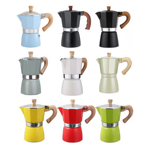 Custom portable Italian aluminum stovetop moka pot coffee maker 3/6 cup 150ml 300ml small espresso cafetiere for travel camping