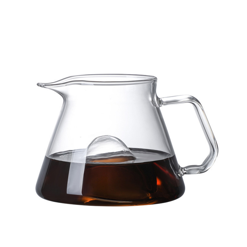 Wholesale borosilicate glass pour over pot mountain bottom coffee server handmade sharing pot home ice drip tea maker 450ml