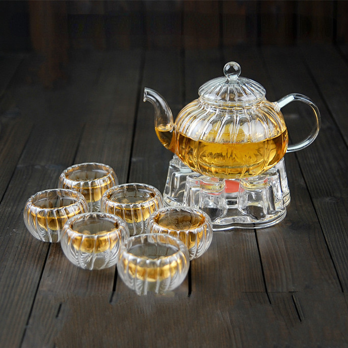 Glass Teapot Gift Set with Removable Glass Infuser and Lid Clear Tea Kettle with Blooming Flower, Loose Leaf Tea Sampler