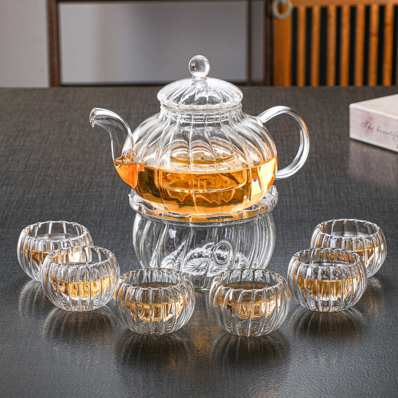 Glass Teapot Gift Set with Removable Glass Infuser and Lid Clear Tea Kettle with Blooming Flower, Loose Leaf Tea Sampler