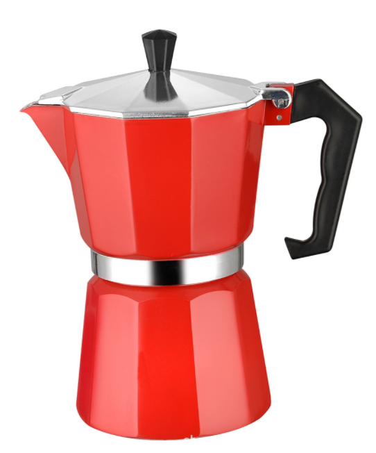 Wholesale Italian aluminum moka pot coffee maker black silver red 1/2/3/6/9/12 cup 50/100/150/300/450/600ml espresso cafetiere