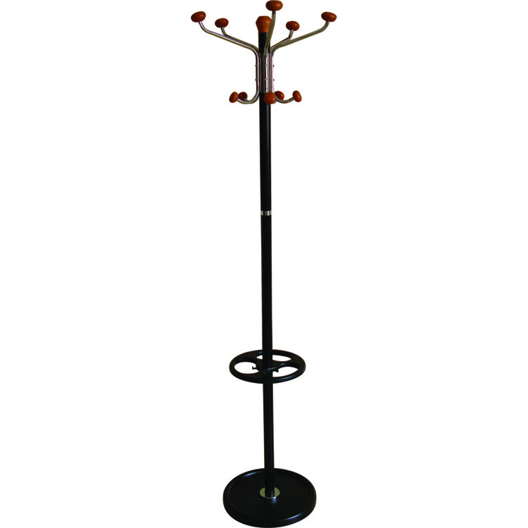 10 HOOKS Black Finish Metal 3-Tier Coat Rack Hat Purse Display hanger Standing Hall Tree with Umbrella Stand