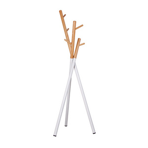 Wooden wooden hallstand coat rack parts floor standing clothes hanger stand white WJD-8356