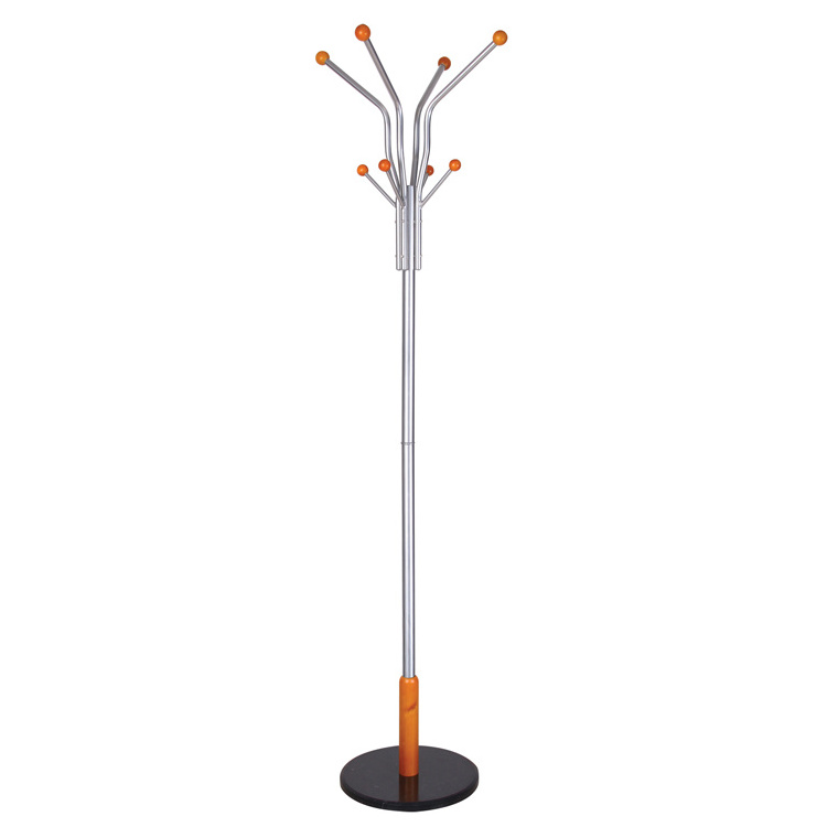 Fashion multifunctional bedroom 6hooks wood free standing hat hanger coat rack stand hallstand for mobile