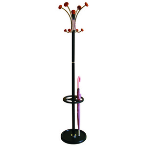 10 HOOKS Black Finish Metal 3-Tier Coat Rack Hat Purse Display hanger Standing Hall Tree with Umbrella Stand