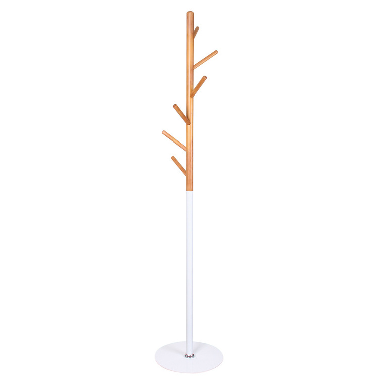 Entryway Hook Coats Hats Scarves Clothes High Quality Solid Wood Tree Free Standing Coat Rack