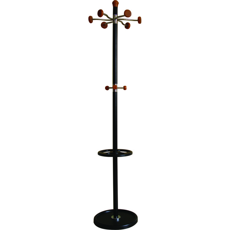 10 HOOKS Black Finish Metal 3-Tier Coat Rack Hat Purse Display hanger Standing Hall Tree with Umbrella Stand