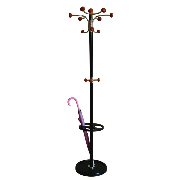 10 HOOKS Black Finish Metal 3-Tier Coat Rack Hat Purse Display hanger Standing Hall Tree with Umbrella Stand