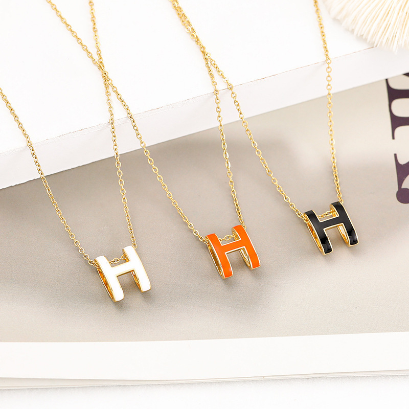 Hot Sale Famous Brand Collection Letter H Designer Necklace Stainless Steel Luxury Chain Necklace for Women  Jewelry