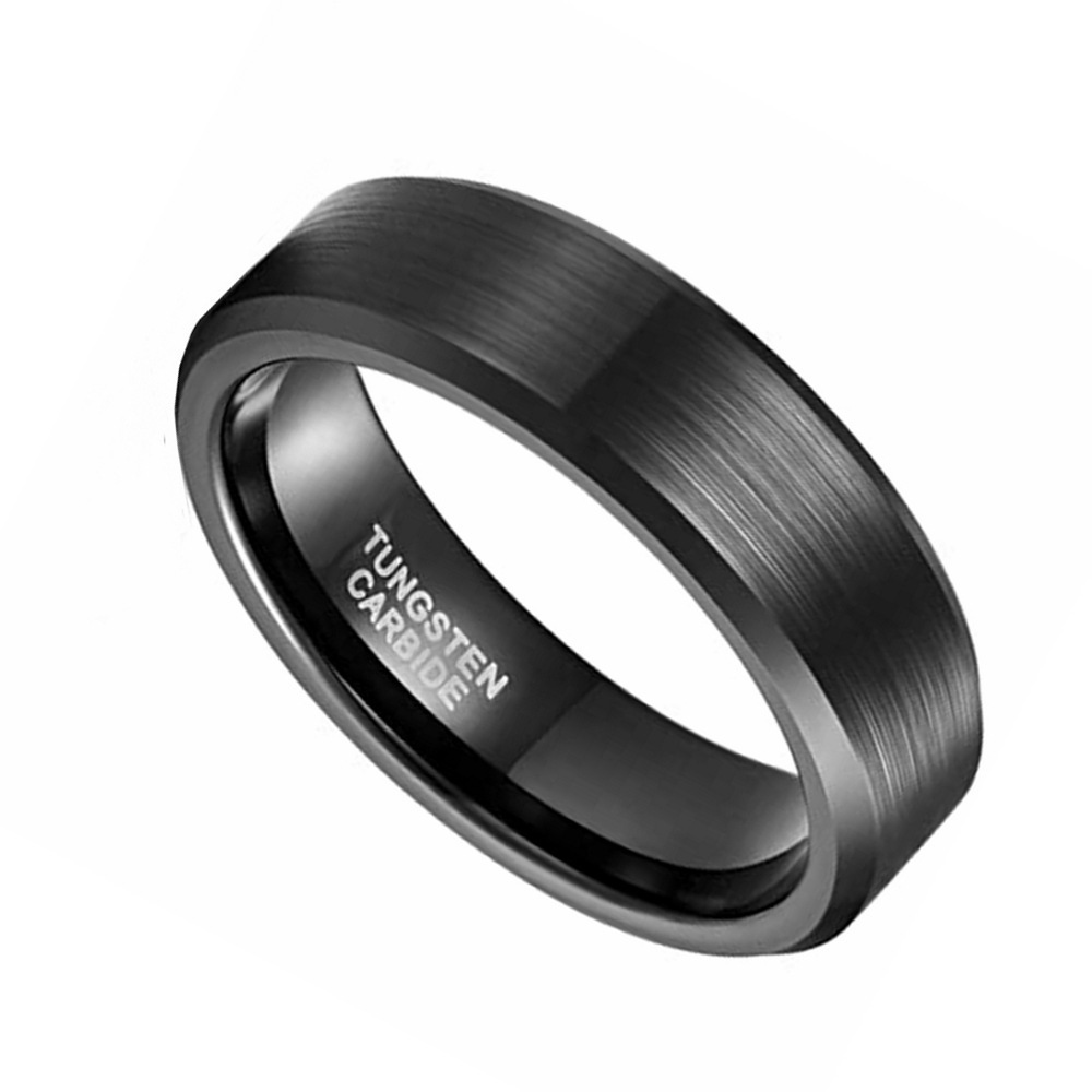 2022 Coolstyle Jewelry 6mm Wholesale Beveled Matte Finish Fashion Engagement Wedding Band Gunmetal Tungsten Ring For Men Women