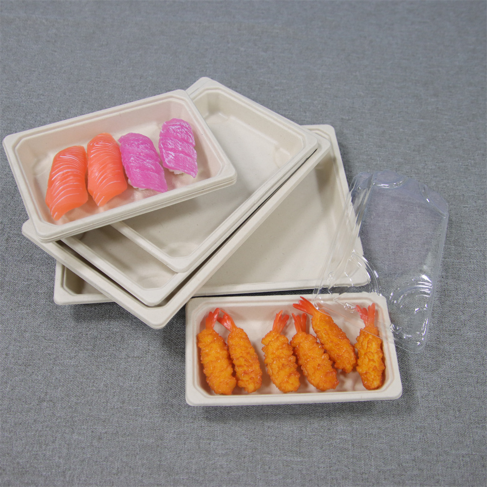 XIEFA Customized 100% biodegradable bagasse fruit salad sushi tray container