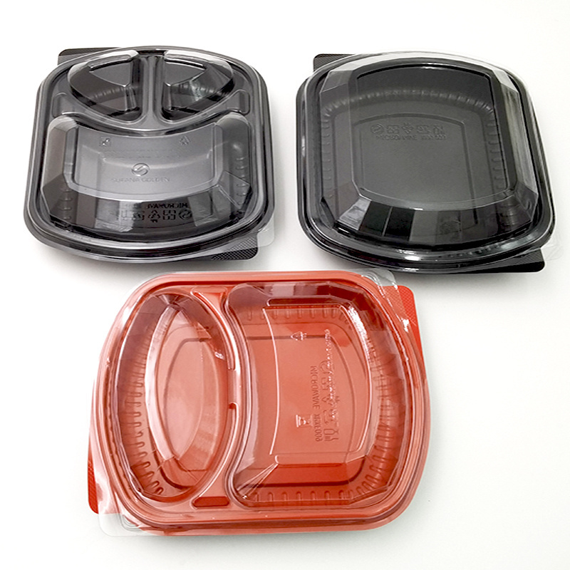 Different compartment disposable plastic fast food packaging tray with lids