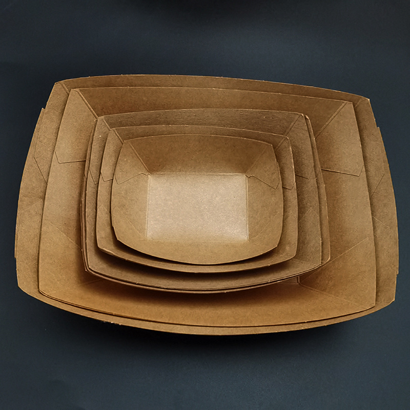 Disposable takeaway food containers brown kraft paper take out food lunch boxes