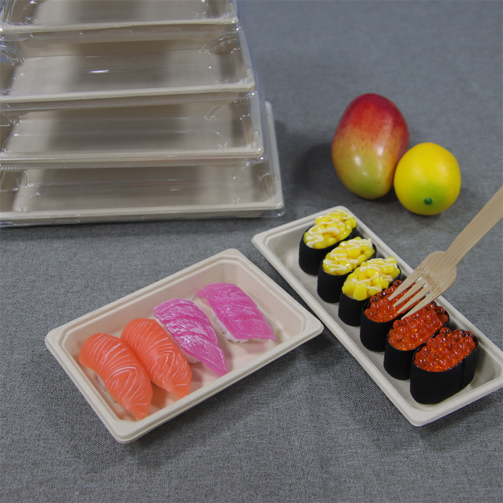 XIEFA Customized 100% biodegradable bagasse fruit salad sushi tray container