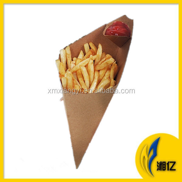 Food packaging paper cones french fry crepe cone holder