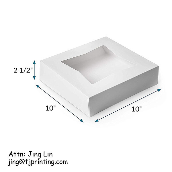 10inch by 10inch white paperboard window apple pie packaging box printing cupcake pie box