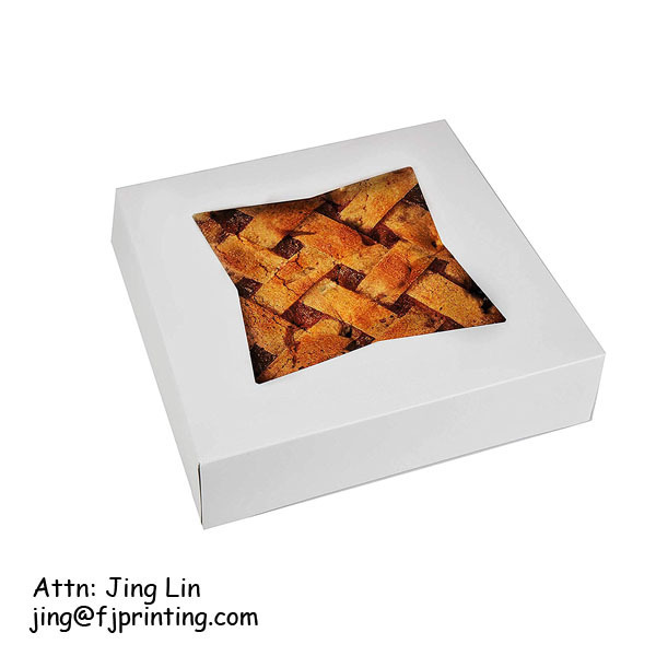 10inch by 10inch white paperboard window apple pie packaging box printing cupcake pie box