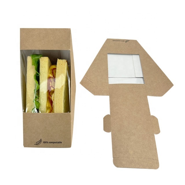 Wholesale fast food sandwich biodegradable burger packaging box sandwich packaging disposable paper packaging sandwich box