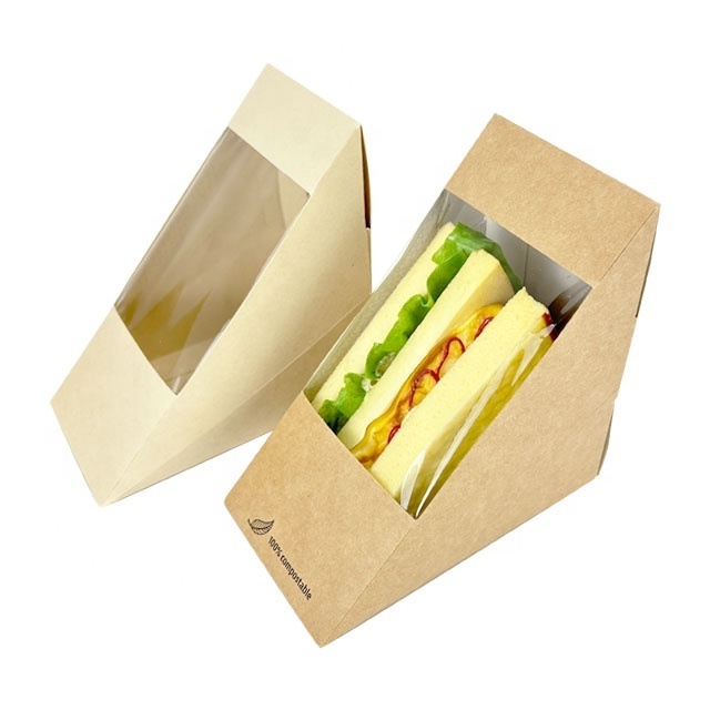 Wholesale fast food sandwich biodegradable burger packaging box sandwich packaging disposable paper packaging sandwich box