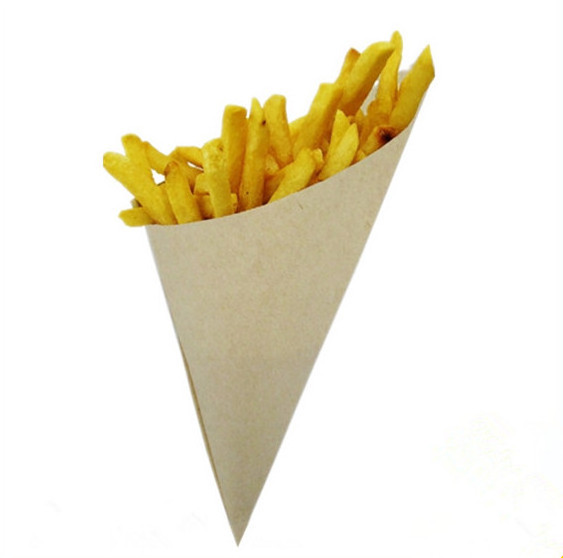 Food packaging paper cones french fry crepe cone holder