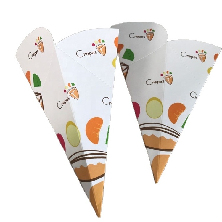 Disposable french fries crepe paper cone/crepe cone holder