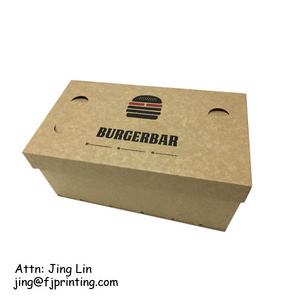 Custom printing fast food chains packaging burger box with cover diner food take away box