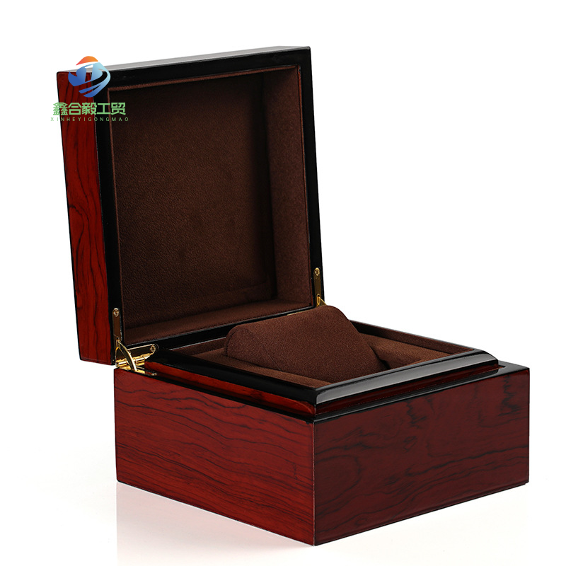 Wholesale High Quality Luxury Watch Case Custom Logo Watch Packaging Box Red and Black Wooden Watch Case