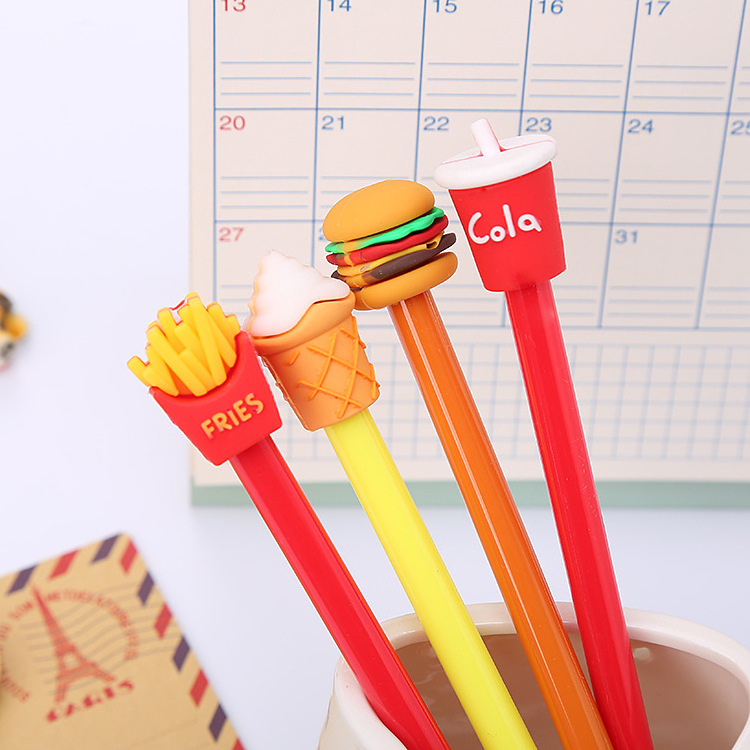 Custom  Kawaii Fries Cola Hamburger Ice Cream Gel Pen Cute Novelty 0.5mm Writing Pens