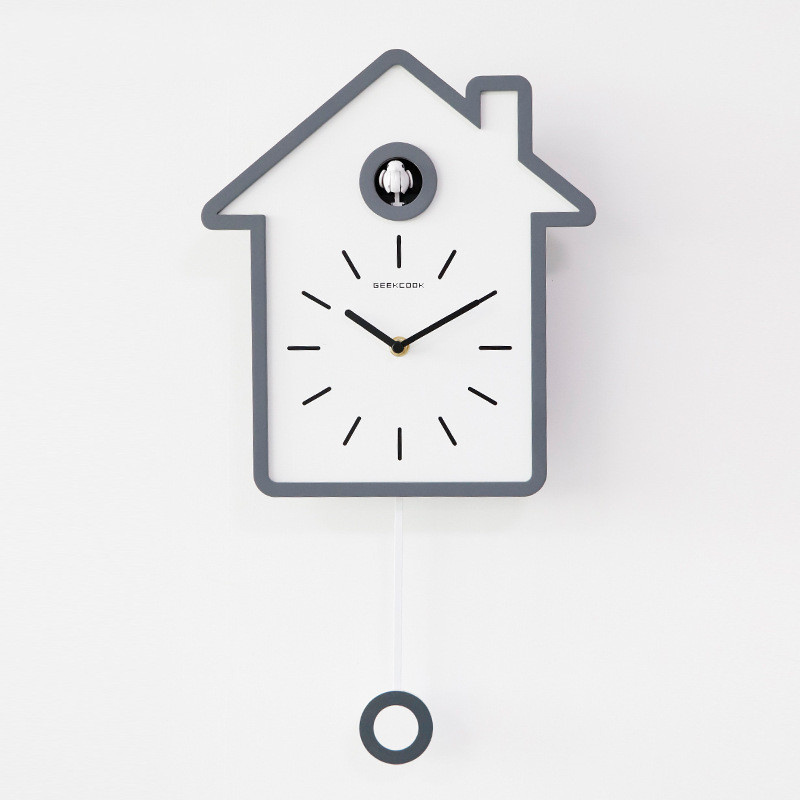 High Quality Nordic Style Pendulum Cuckoo Wall Clock with Bird Sound