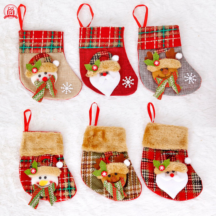 Christmas decoration small socks Santa Snowman deer socks Christmas tree socks pendant gift gift bag