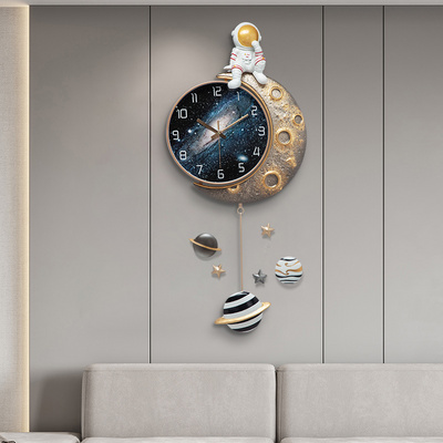 creative spaceman astronaut cartoon wall clock modern home fashion children decoration wall clock 3d