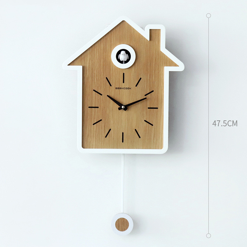 High Quality Nordic Style Pendulum Cuckoo Wall Clock with Bird Sound