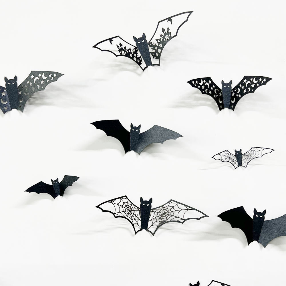 Wholesale Halloween 3D hollow paper bat stickers holiday party wall stickers