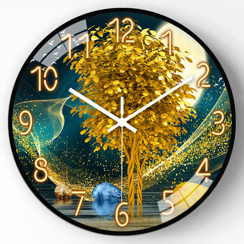 [12 inch 30cm] Wall clock living room modern simple atmosphere quiet household luxury Nordic quartz wall clock 3d