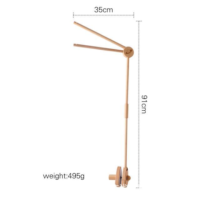 Wooden rotatable bed hanging frame sub double hanging rod multifunctional crib rocket shape baby soothing bed bell holder