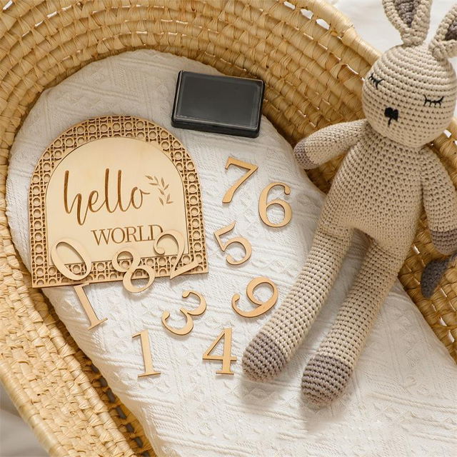 Birthday week old full moon hand and foot prints painting baby ceremony photo wooden digital memorial milestone toys