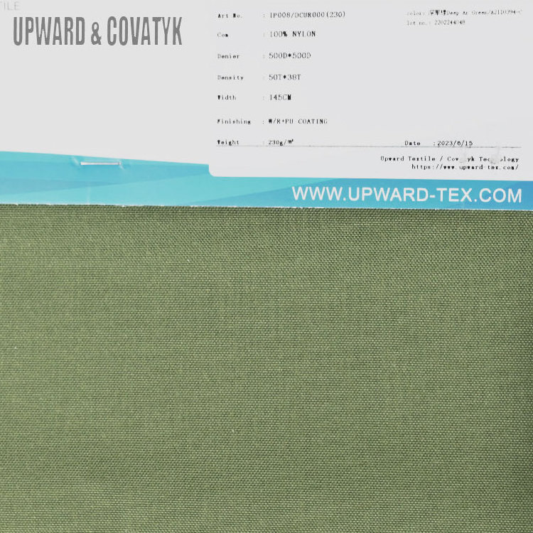 wholesale 500d denier denim fabric nylon taslan ATY yarn PU coating water proof pilling resistance nylon fabric