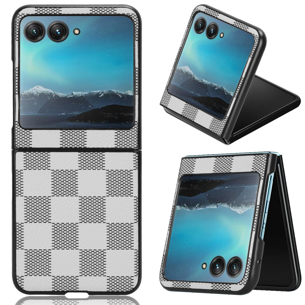 Best Selling Accessories Leather Phone Case for Motorola Moto Razr 40 Ultra All-inclusive Folding Plaid Pattern Leather Case