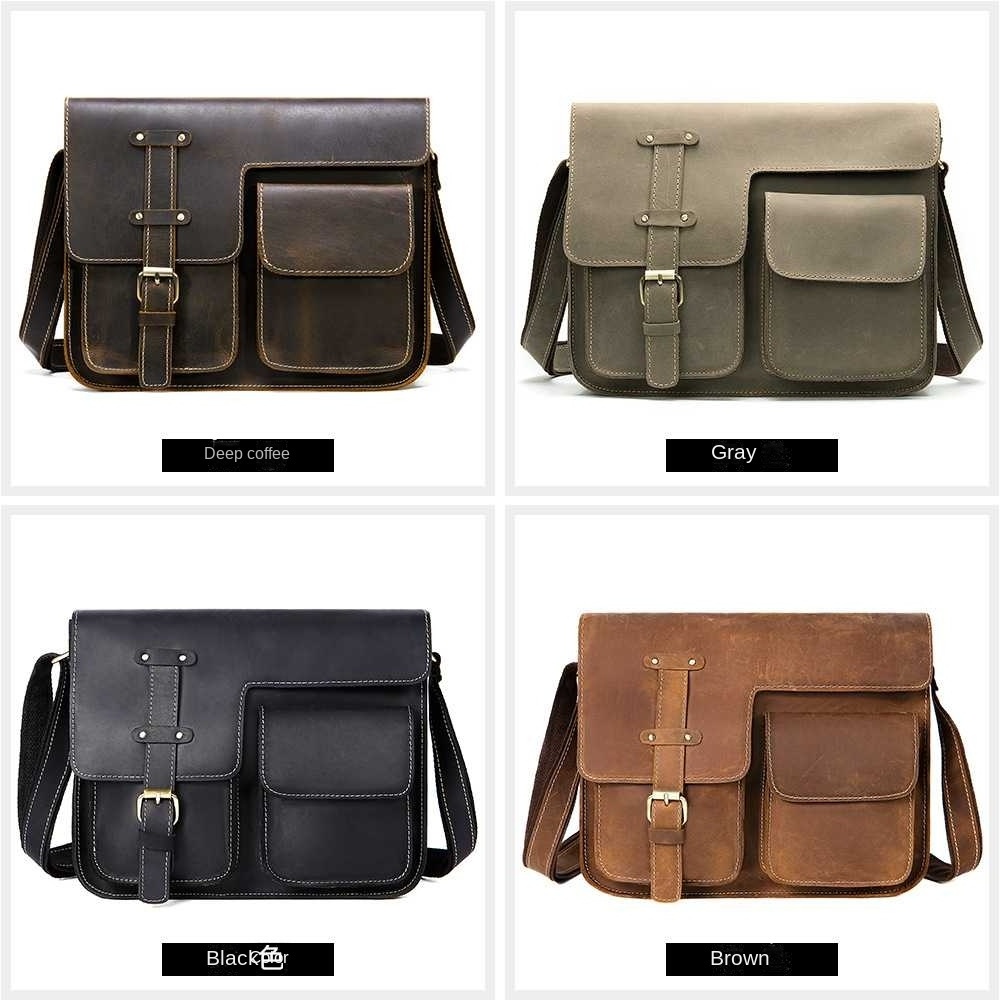 Factory wholesale high quality genuine man luxury full cowhide leather handbag for superior quality