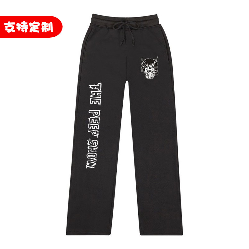 manufactured clothing men custom puff print sweatpants stacked joggers flared Men's Pants & Trousers